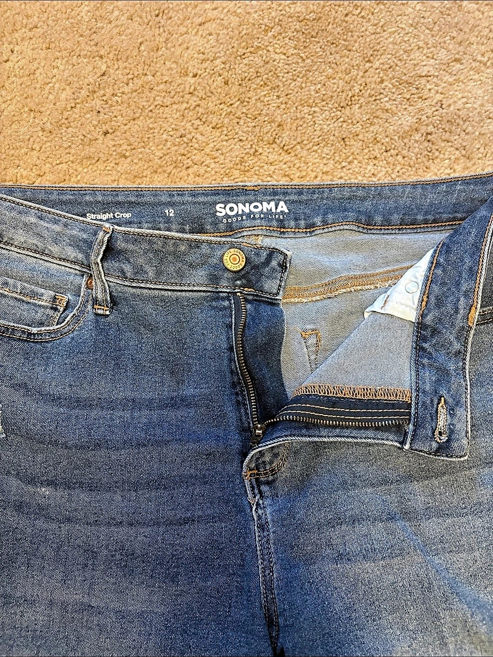 SONOMA Straight Crop Straight Leg Jeans Blue Waist 12 - Picture 5 of 11